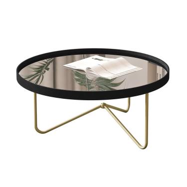 Imagem de Mesa Centro Alamanda Preto Pe Dourado - Moveis Jb