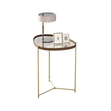 Imagem de Mesa Lateral Organica Alamanda Castanho Pe Dourado - Moveis Jb