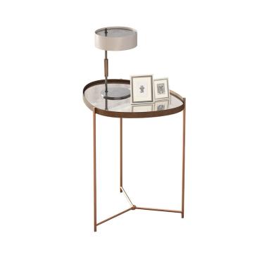 Imagem de Mesa Lateral Organica Alamanda Castanho Pe Bronze - Moveis Jb