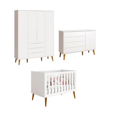 Imagem de Jogo De Quarto Retro Elfe Sapateira Branco Fosco - Moveisaqui