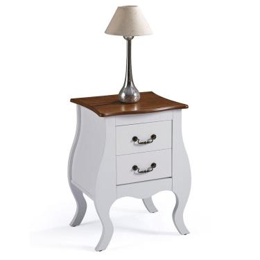 Imagem de Mesa de Cabeceira Bombê Antique 2 Gavetas Laca Branca