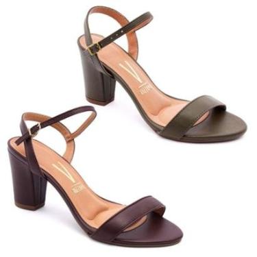 Imagem de Kit 2 Sandália Vizzano Feminina Salto Médio Grosso Original-Feminino