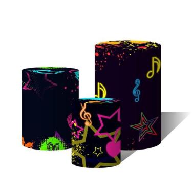 Imagem de Trio Capas Para Cilindro Versátil Neon Elementos Musical Elementos C/ 