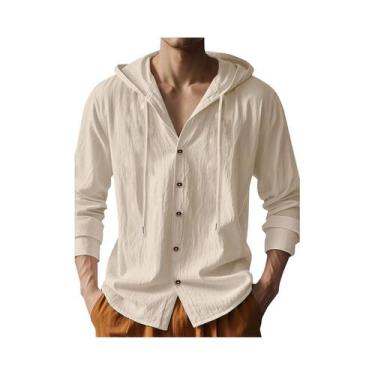 Imagem de Camisa Masculina Leve De Algodão E Linho De Manga Longa Respirável Par