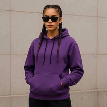 Imagem de Moletom Blusa de Frio Feminina Flanelada Canguro Com Capus-Feminino