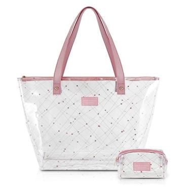 Imagem de Conjunto De Bolsa Transparente E Necessaire Glow 2 Peças Jacki Design Rosa