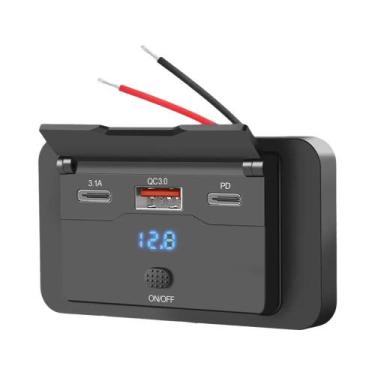 Imagem de Tomada De Carregamento De Parede 12V 24V Com 4 Portas USB C PD QC3.0 P