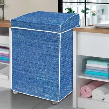 Imagem de Capa para Máquina de Lavar M Flanelada Azul Jeans com Tampa