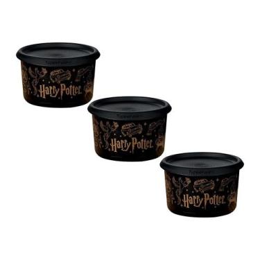 Imagem de Kit 3 Potes Tupperware Mini Instantânea Mágica Harry Potter Preto 575m