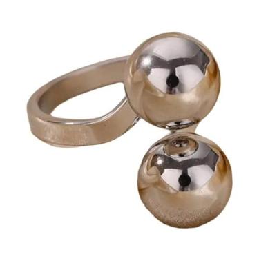 Imagem de Anel Ajustável De Aço Inoxidável Com Bola De Pérola Dourada Para Mulhe