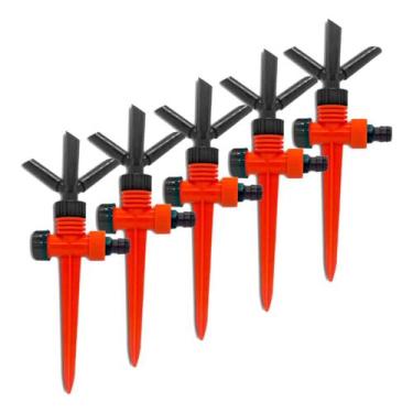 Imagem de Kit 5 Irrigador Aspersor Giratório Com 3 Jatos Forceline Com Estaca - 