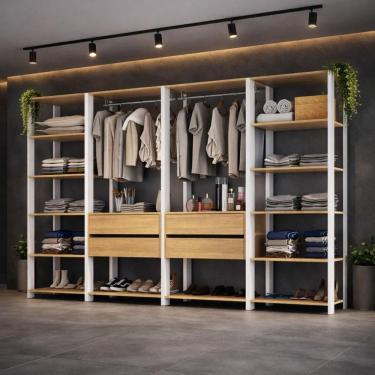 Imagem de Guarda-Roupa Closet Modulado Arizona 4 Gavetas 270cm Multimóveis MP4784