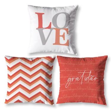 Imagem de Kit 3 Capa de Almofada 40cm x 40cm Decorativas Estampadas Digital Colo