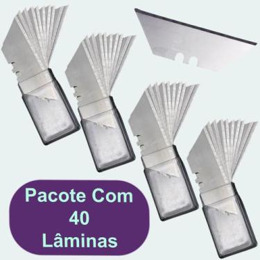 Imagem de 40 Lamina Trapezoidal Para Estilete Profissional Refil 19mm Aço Sk5 - 