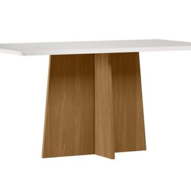 Imagem de Mesa para Sala de Jantar com Tampo de MDF e Vidro 160cm Moderno - New 