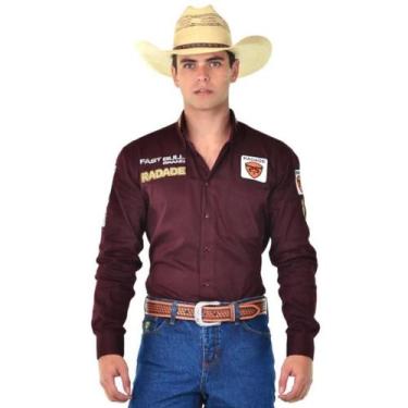 Imagem de Camisa Bordada Country Radade Masculina Brands 100% Algodão, Bordô, P