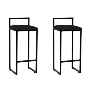 Imagem de Kit 2 Banquetas Alta Industrial Premium Bar Cozinha Bistrô Aço Dori Pr