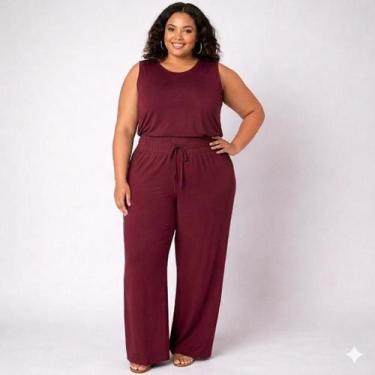 Imagem de Calça Feminina Plus Blessed Conforto E Estilo 6101 -, Vermelho, Vinho,