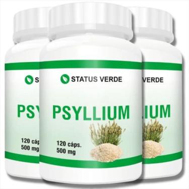 Imagem de 3 Potes Psyllium Natural 500mg 120 Cáps - Suplemento Natural