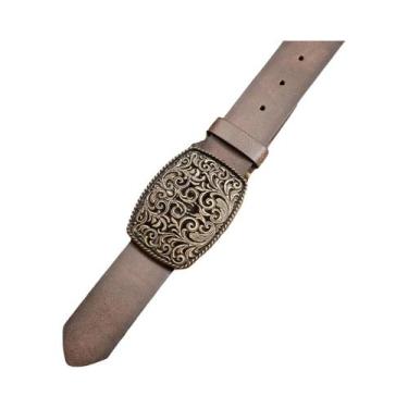 Imagem de Cinto Unissex Em Couro PU Marrom Com Fivela Estilo Western E Pregos Pe