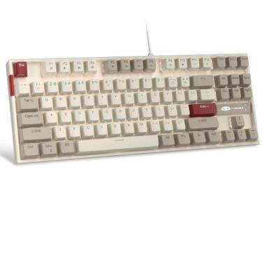Imagem de Teclado mecânico para jogos MageGee 75% TKL Retro branco/cinza