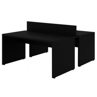 Imagem de Mesa Dupla para Escritório 1,50x1,35mm - S/ Gavetas - PRETO/PRETO - 26