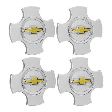 Imagem de Jogo Calotinha Centro de Roda GM Meriva CD Prata boton Dourado - DCAPS