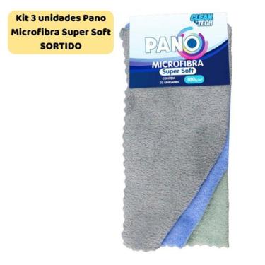 Imagem de Kit 3 unidades Pano Microfibra Super Soft Sortido - CLEAN TECH