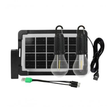 Imagem de Kit Led Solar Foxlux Portátil Com 2 Lâmpadas E Painel Solar