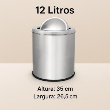Imagem de Lixeira Basculante Inox Vários Tamanhos 3, 5 ou12 Litros Cozinha Banhe