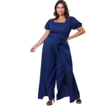 Imagem de Conjunto viscose Ralm calça envelope, Azul, M
