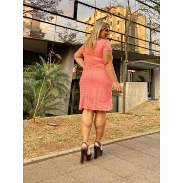 Imagem de Vestido festa midi plus size renda - Galla Brazil , Coral, GG