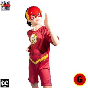 Imagem de Fantasia Infantil Flash C/ Máscara Super Héroi Tam. G - Novabrink