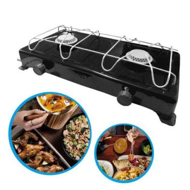 Imagem de Fogão portátil Camping Duas Bocas Gás Forno Fogareiro Caminhoneiro Via