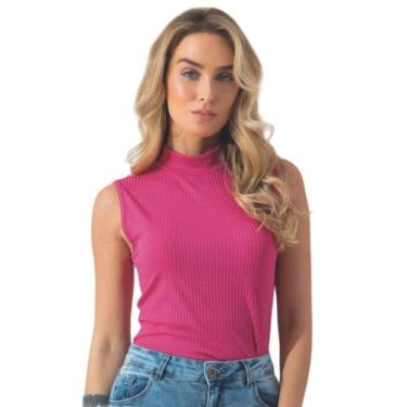 Imagem de Blusa Feminina Sem Mangas Gola Alta - IDHOK, Rosa pink, GG