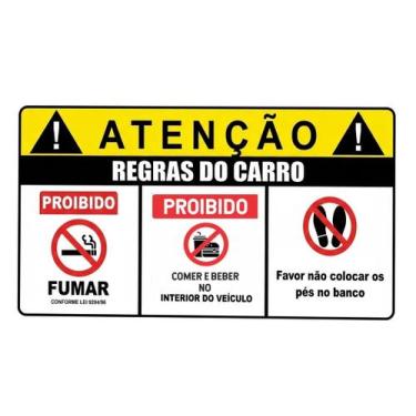 Imagem de 1 Adesivo Proibido Fumar e Comer no Carro - 15x11cm - Wellstore