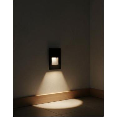 Imagem de Balizador Embutir 4x2 Led 2w Parede Muro Escada Ip65 Preto - Delis  Be