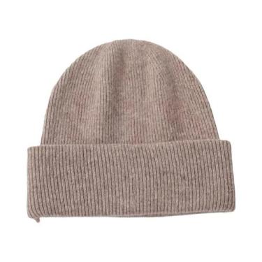 Imagem de Gorro Feminino De Inverno Quente E Macio Em Cashmere Puro, Cor Sólida,