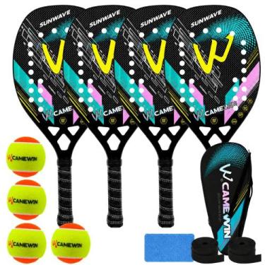Imagem de Kit 4 Raquetes Beach Tennis Camewin Carbono 3K + 4 Bolinhas, Sunwave g