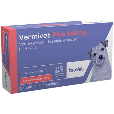 Imagem de Vermífugo Biovet Vermivet Plus 660 mg para Cães - 4 Comprimidos