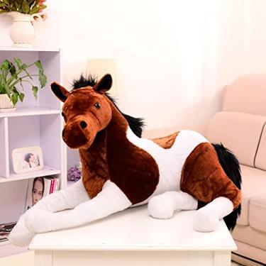 Imagem de suhang Simulação de Tamanho Grande Animal 70X40Cm Cavalo Brinquedo de Pelúcia Boneca Para Presente de Aniversário
