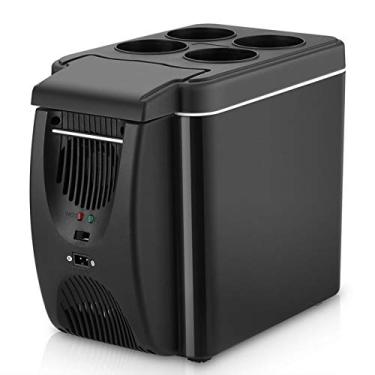 Imagem de Mini refrigerador/aquecedor carro 12V geladeira portátil com compartimento para lata e alça para carro casa (6 litros) inclui plugues isqueiro