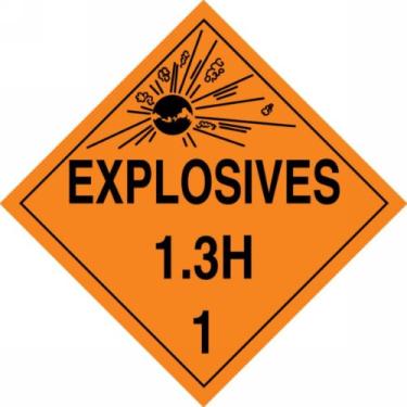 Imagem de Accuform MPL123CT100 PF-Cardstock Hazard Class 1/Division 3H DOT Placard, Legenda "Explosives 1,3H 1" com gráfico, 26-3/4" de largura x 26,5" de comprimento, preto sobre laranja (pacote com 100)