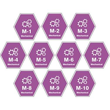 Imagem de Accuform TDK620XVR Adesivo Dura-Vinyl"Mecânico" Fonte de Energia ShapeID Tag, Série 1 a 10, 6,3 cm L x 6,3 cm C, branco em roxo (pacote com 10)