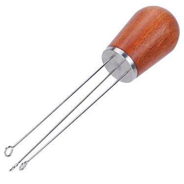 Imagem de Agitador de café, distribuidor de pó de café tipo agulha de cabo de madeira, ferramenta de distribuidor de calcadeira de café de aço inoxidável (roseira)