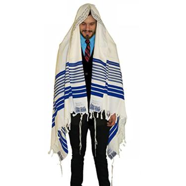 Imagem de Talit Gadol Jumbo Azul 130 X 180cm- Ortodoxo - De Israel