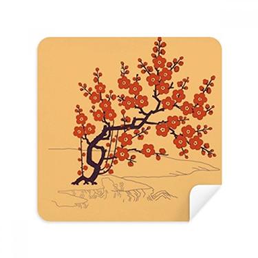 Imagem de Pintura Cultura Japonesa Flor Vermelha Pano Limpador de Tela Tecido Camurça Pacote com 2