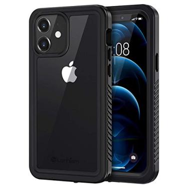 Imagem de Lanhiem Capa para iPhone 12, à prova d'água, à prova de poeira, à prova de choque com protetor de tela integrado, capa protetora subaquática de corpo inteiro para iPhone 12 de 6,1 polegadas - preta