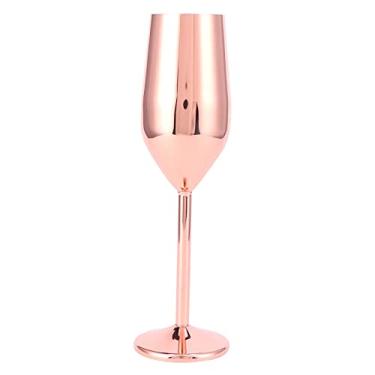 Imagem de Taça de vinho, copo de aço inoxidável de champanhe de 200 ml, resistente ao desgaste e fácil de usar, para bar, festa, banquete, piquenique (revestimento de cobre)