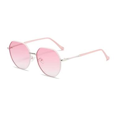 Imagem de Óculos de Sol Feminino Moda Óculos Exterior Polarizado Óculos de Sol Masculino UV400 Moldura Oval de Metal, 310. Gradiente rosa, siga a foto